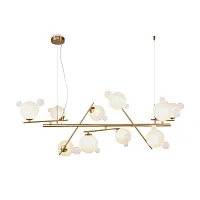 Люстра подвесная Flaty FR5374PL-10BS Freya белая на 10 ламп, основание латунь в стиле современный Люстра подвесная Flaty FR5374PL-10BS Freya белая на 10 ламп, основание латунь в стиле современный